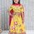 Yellow printed cotton lehenga choli with dupatta set for girls