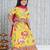 Yellow printed cotton lehenga choli with dupatta set for girls