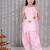 Pink gotta flower patch silk blend kurti with salwar set for girls