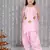 Pink gotta flower patch silk blend kurti with salwar set for girls