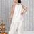 Off-white gotta flower patch silk blend kurti with salwar set for girls