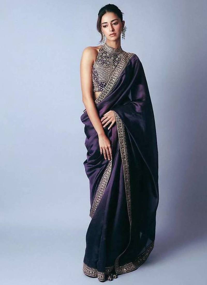 Purple Sequins And Dori Embroidered Jimmy Choo Saree