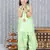 Green gotta flower patch silk blend kurti with salwar set for girls