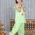 Green gotta flower patch silk blend kurti with salwar set for girls