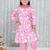 Pink printed cotton kurti plazzo with dupatta set for girls