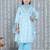 Blue printed cotton kurti plazzo with dupatta set for girls