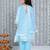 Blue printed cotton kurti plazzo with dupatta set for girls