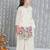 Off- white embroidered cotton kurti with palazzo set for girls