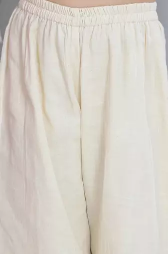 Off- white embroidered cotton kurti with palazzo set for girls