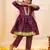 Purple woven taffeta anarkali-pant with dupatta set for girls
