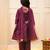 Purple woven taffeta anarkali-pant with dupatta set for girls