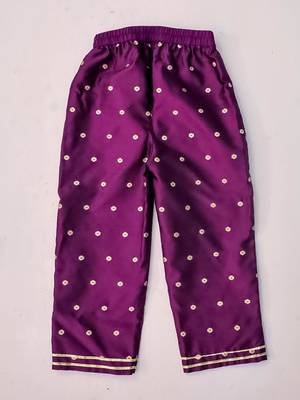 Purple woven taffeta anarkali-pant with dupatta set for girls 5