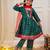 Green woven taffeta anarkali-pant with dupatta set for girls
