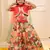 Peach printed banglori silk lehenga choli set for girls