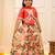 Peach printed banglori silk lehenga choli set for girls