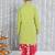 Green embroidered cotton kurta with dhoti set for boy