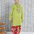 Green embroidered cotton kurta with dhoti set for boy