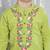 Green embroidered cotton kurta with dhoti set for boy