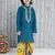 Blue embroidered cotton kurta with dhoti set for boy
