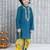 Blue embroidered cotton kurta with dhoti set for boy