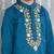 Blue embroidered cotton kurta with dhoti set for boy