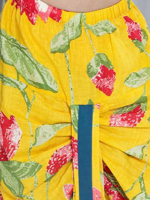 Blue embroidered cotton kurta with dhoti set for boy 5