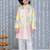 Peach foil printed silk jacket with kurta pajama set for boy