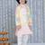 Peach foil printed silk jacket with kurta pajama set for boy
