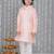 Peach foil printed silk jacket with kurta pajama set for boy