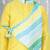 Yellow printed silk blend kurta with dhoti set for boy
