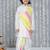 White printed silk blend kurta with dhoti set for boy