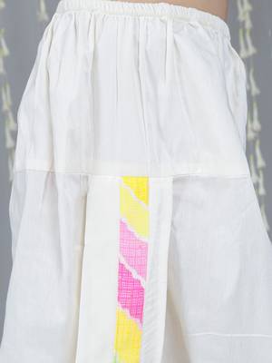 White printed silk blend kurta with dhoti set for boy 5