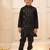Black embroidered silk blend kurta pyjama set for boy