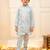 Blue embroidered silk blend kurta pyjama set for boy