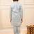Blue embroidered silk blend kurta pyjama set for boy
