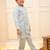 Blue embroidered silk blend kurta pyjama set for boy
