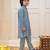 Grey sequins work rayon kurta pyjama set for boy