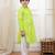 Green woven lurex cotton pathani with salwar set for boy