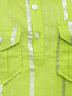 Green woven lurex cotton pathani with salwar set for boy 4