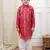 Red woven lurex cotton pathani with salwar set for boy
