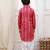 Red woven lurex cotton pathani with salwar set for boy