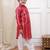 Red woven lurex cotton pathani with salwar set for boy