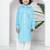 Sky blue woven lurex cotton pathani with salwar set for boy
