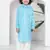 Sky blue woven lurex cotton pathani with salwar set for boy