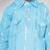Sky blue woven lurex cotton pathani with salwar set for boy