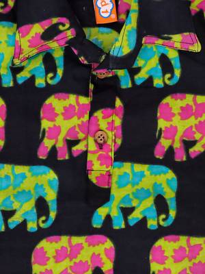 Navy elephant print cotton kurta with lungi set for boy 4