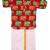 Red elephant print cotton kurta with lungi set for boy