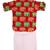 Red elephant print cotton kurta with lungi set for boy