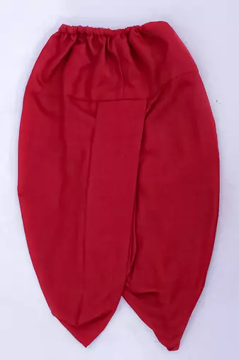 Pink printed silk kurta with dhoti set for boy
