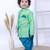 Green printed silk kurta with dhoti set for boy
